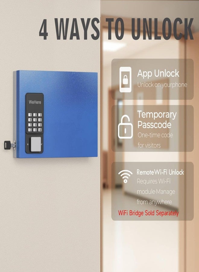 صندوق مفاتيح WeHere ذو 16 قفلًا يُثبّت على الحائط، خزانة مفاتيح ذكية مع علامات مفاتيح، تحكم عبر تطبيق بلوتوث، فتح بكلمة مرور أو رمز OTP، فتح عن بُعد عبر Wi-Fi (يُباع الجسر بشكل منفصل)، خزنة مفاتيح فولاذية للمكاتب والمنازل والأعمال التجارية - Image 2